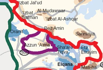 Map of the separation barrier in the area. 