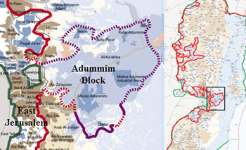 Map of the planned route in the Ma'ale Adumim area