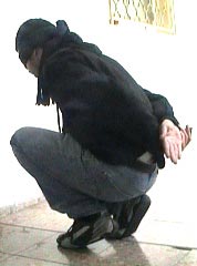 The squat position the father and his sons were forced to remain in for a prolonged period of time. Illustration photo: B'Tselem