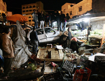 The the Ramallah vegetable market after the operation. Photo: Reuters, 4 Jan. 2007.