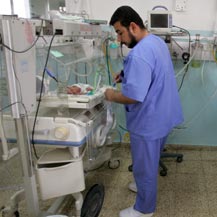 A neonatal intensive care unit in Gaza. Disruption of power supply will jeopardize vital services. Photo: Mohammad Salem, Reuters.