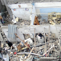 The bombed site of the Ba'alusha family home. Photo: Muhammad Sabah, B'Tselem, 30 Dec. �08.