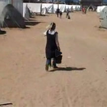 Tent encampment for displaced persons in the Gaza Strip. Photo taken from B'Tselem's video project.