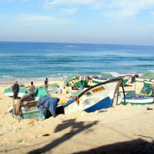 Unemployed fishermen on the Rafah coast. Photo: Muhammad Sabah, 15 December 2009. In recent years, Israel has gradually tightened the restrictions on fishing in the Gaza Strip.