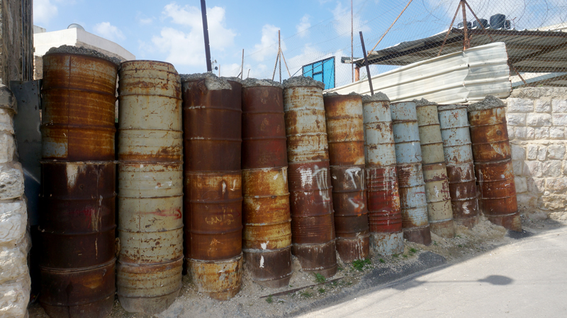 Barrier in the neighborhood of a-Sahla, installed by the Israeli military as far back as the first intifada.