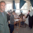 <p>[10295] 5 Jan Operation Cast Lead: Hassan Abu al-Haj and his family fled to a school in Nuseirat, Gaza City, because of the bombings, 4 January 2009. </p><p>Photo credit: Khaled 'Azayzeh, B'Tselem</p>