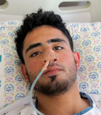 ‘Udai Abu Mariah at Hadassah Ein Kerem Hospital. Photo: 'Amer 'Aruri, B'Tselem, 5 Aug. 2012