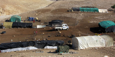 Khirbet 'Ein Karzaliyah, a community facing eviction. Photo: 'Atef Abu a-Rub, B'Tselem, 23 Dec. 2013