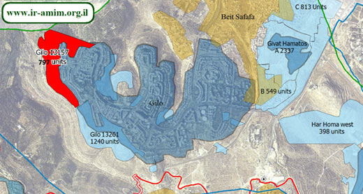 Segment of south Jerusalem map, courtesy of human rights NGO Ir Amim