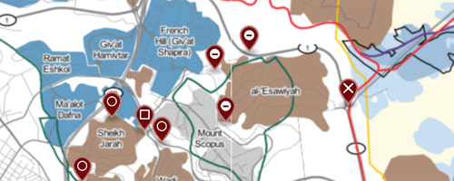Restrictions on movement in Jerusalem &ndash; map detail 