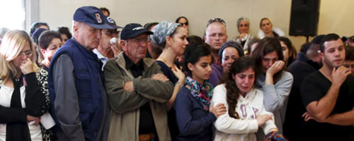 Hadar Buchris&rsquo;s funeral, Jerusalem. Photo by Ronen Zvulun, Reuters, 23 Nov. 2015