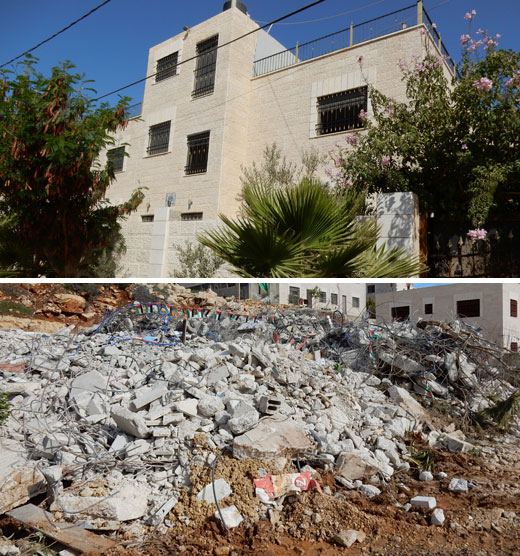 Home of Halabi family in Surda, before and after demolition. Photo by Iyad Hadad, B'Tselem