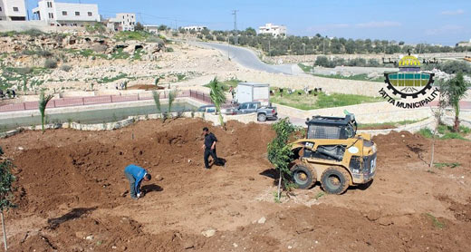 Park renewal work. Photo courtesy of Yatta Municipality Park renewal work. Photo courtesy of Yatta Municipality