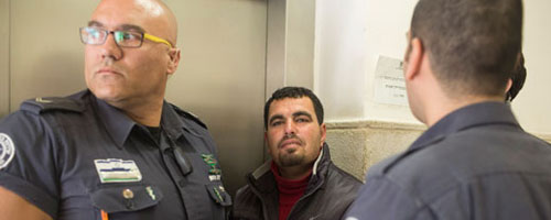 נסר נוואג'עה מובא לדיון הארכת מעצר בבית משפט השלום בירושלים. צילום: אורן זיו, אקטיבסטילס