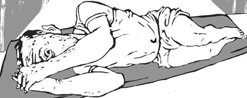 Sleep deprivation, one of the &ldquo;special measures&rdquo;. Illustration by Ishai Mishory.