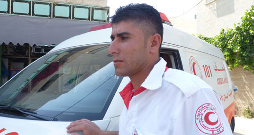 Yusri Abu Turki next to the ambulance. Photo: Musa Abu Hashhash, B'Tselem, 18 June 2012. Yusri Abu Turki next to the ambulance. Photo: Musa Abu Hashhash, B'Tselem, 18 June 2012.