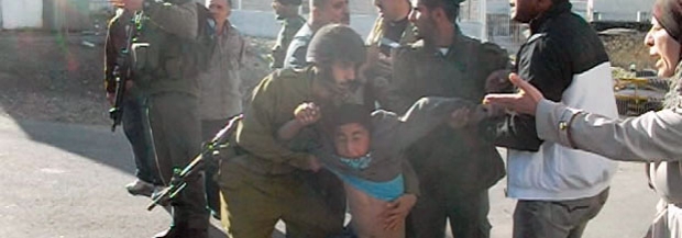 Dozens of children&ndash;many under age of criminal responsibility&ndash;detained for alleged stone-throwing. Most released within hours. Photo: from video, international activist.