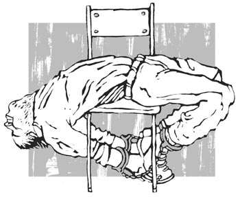 The ''banana'' position - bending the back of the interrogee in an arch while he is seated on a backless chair (5 cases). 