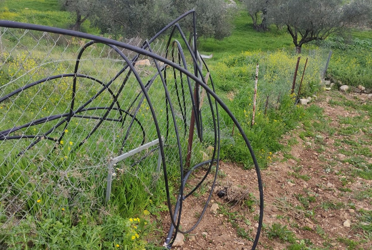 Fence destroyed by settlers in Qaryut, 2 March 2021. Photo by Muhammad al-Boum