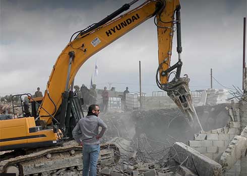 Demolition of the house in Khallet al-Mayah. Photo by Basil Al-adraa