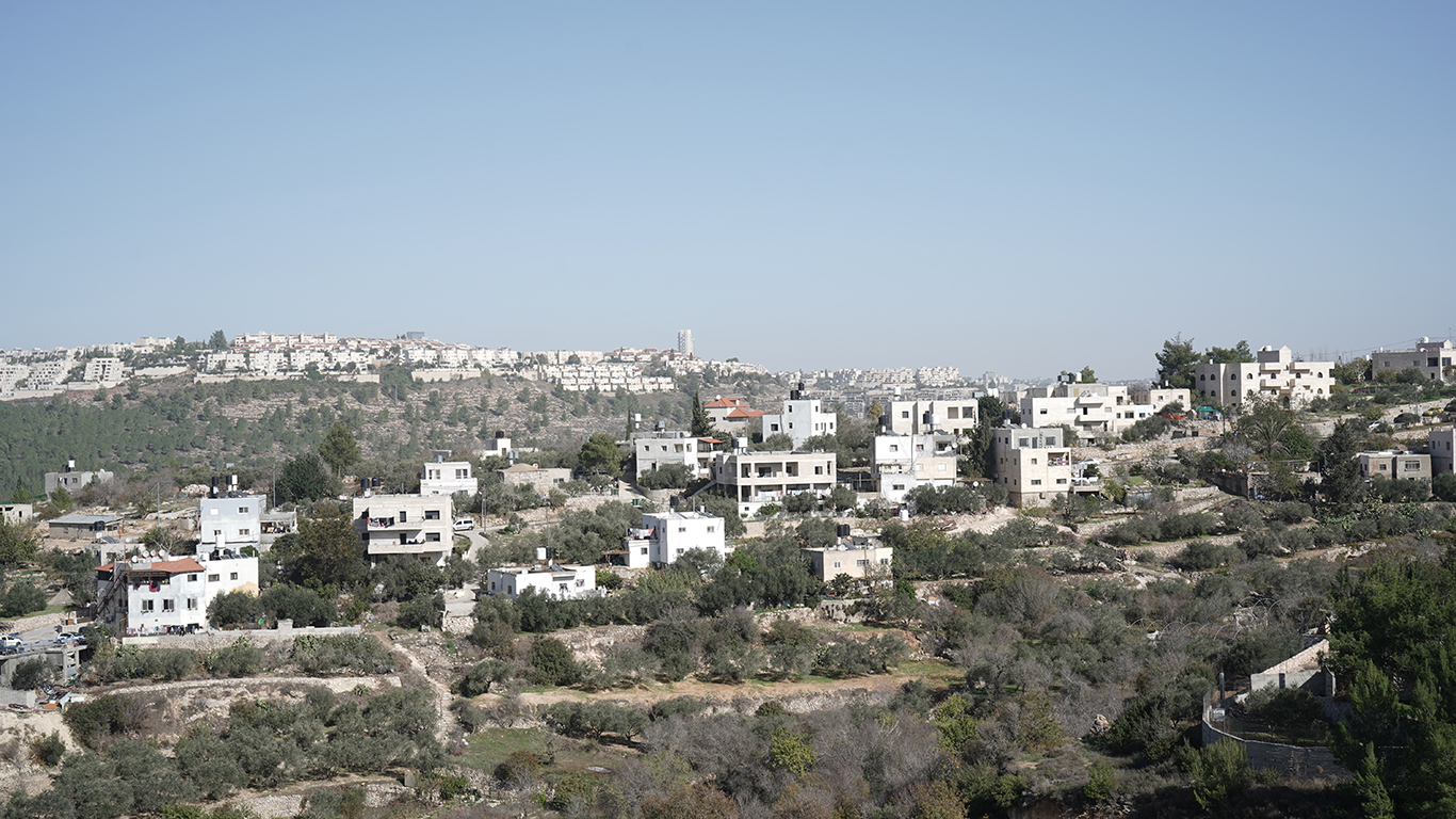 منازل مهددة بالهدم في حي عين جويزة في قرية الولجة على خلفية حي جيلو شرقي القدس. تصوير: متان جولان