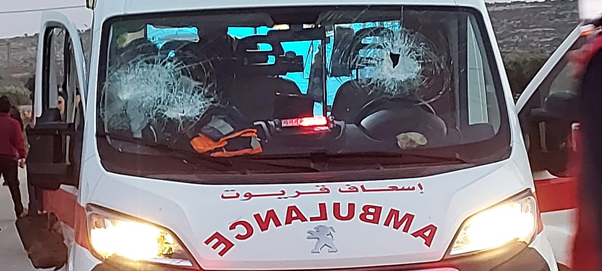 The ambulance after the attack. Photo courtesy of the landowners
