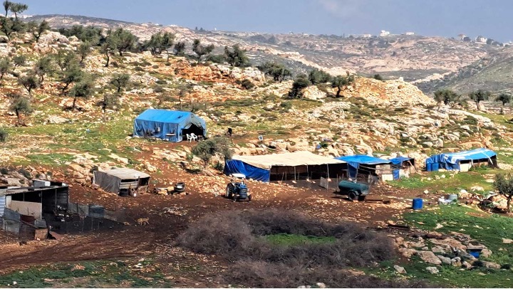   The M’aali family farm, east of the village of a-Taybah. Photo: Iyad Hadad, B’Tselem, 16 Mar. 2023  