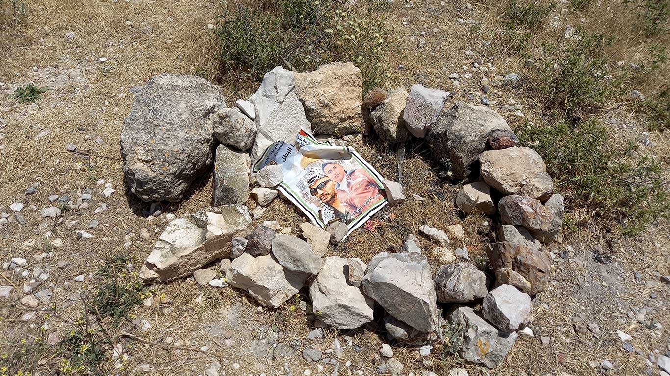 Makeshift memorial to Mustafa Sabah at the site of the shooting. Photo by 'Amer 'Aruri, B'Tselem, 15 May 2023 