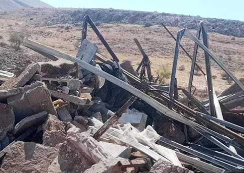 Ruins of the home in Khirbet Humsah a-Tahta. Photo by 'Aref Daraghmeh, B'Tselem 24 July 2023