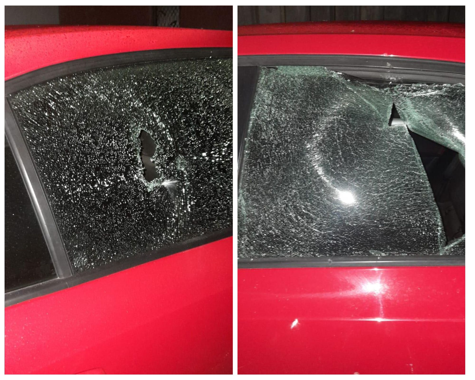 Windows settlers shattered in Ihab Abu Raidah’s car. Photo courtesy of witness.  
