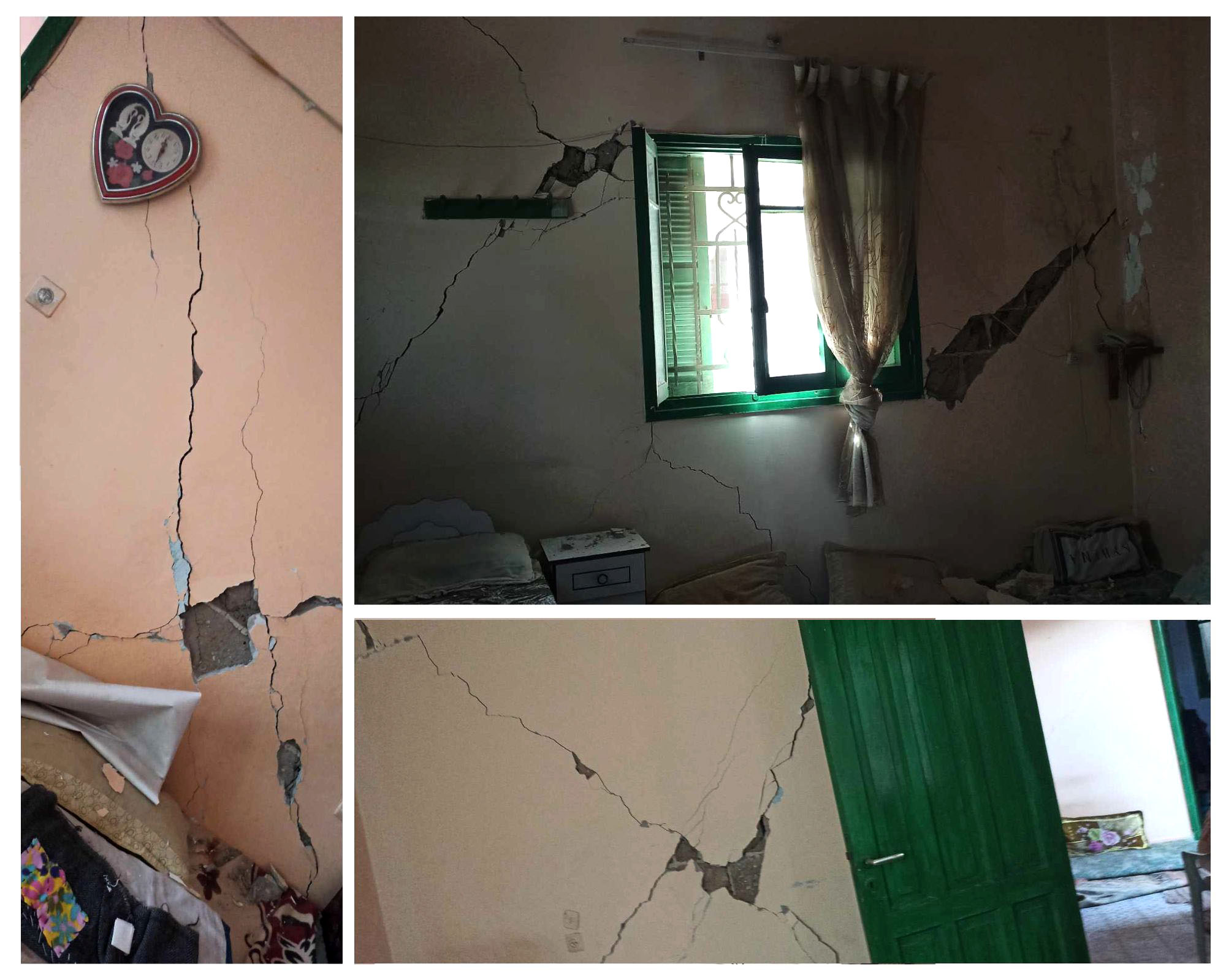 Cracks in the walls of Rahma a-Z’anin's house. Photos courtesy of a-Z'anin