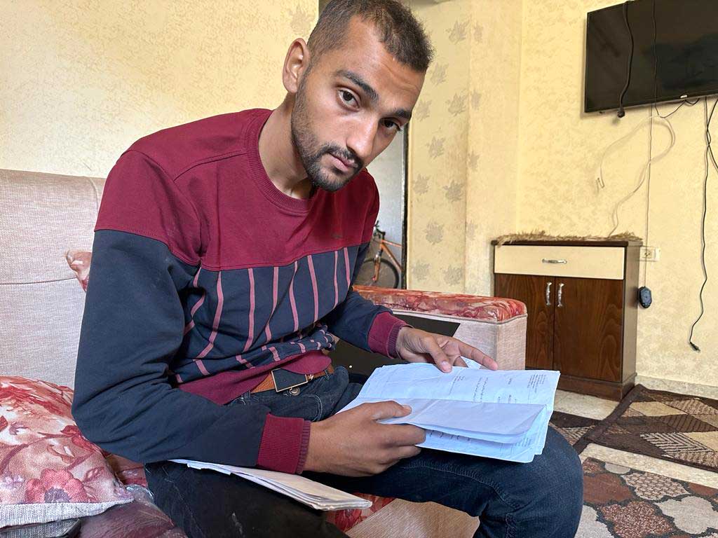 Majed a-Satari at home. Photo by Muhammad Sabah, B'Tselem, 19 January 2024