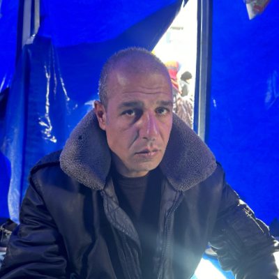 Muhammad Abu Marsah in an IDP camp in Rafah. Photo: Muhammad Sabah, B’Tselem, 25 Jan. 2024 