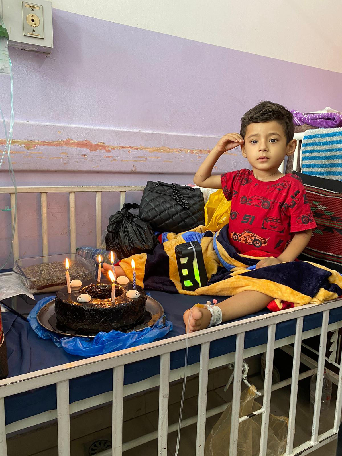 Nabil Kahil in hospital after his diagnosis. Photo courtesy of the family