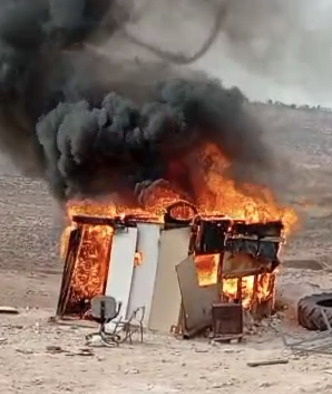 The barn torched by the settlers. Photo courtesy of the family