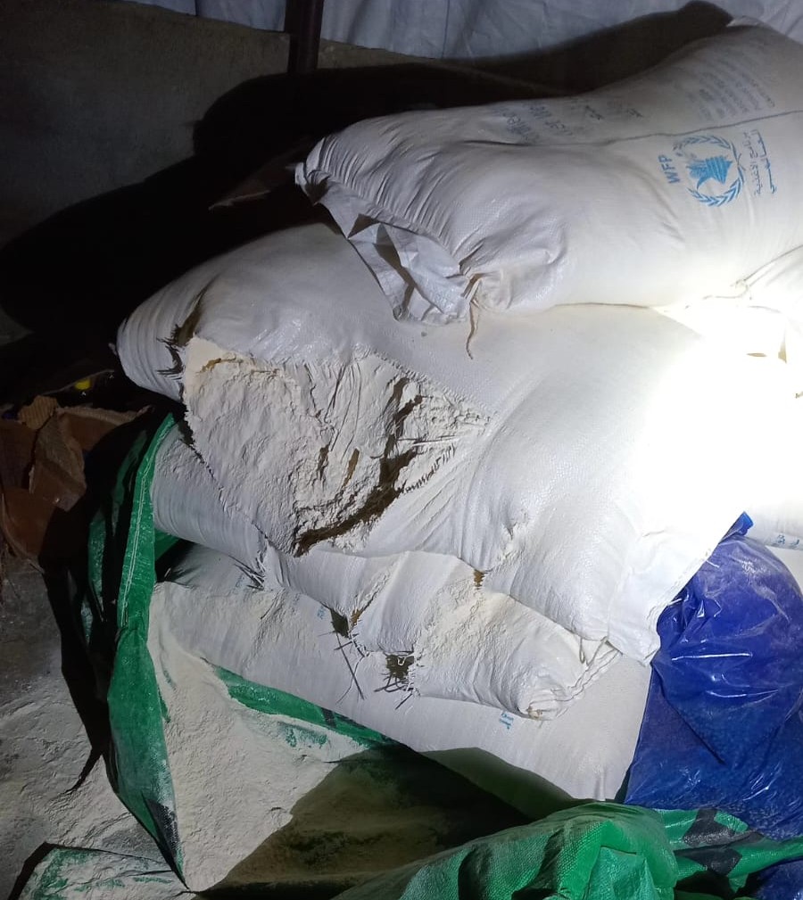 Flour sacks cut by the settlers. Photo courtesy of the Abu ‘Aram family