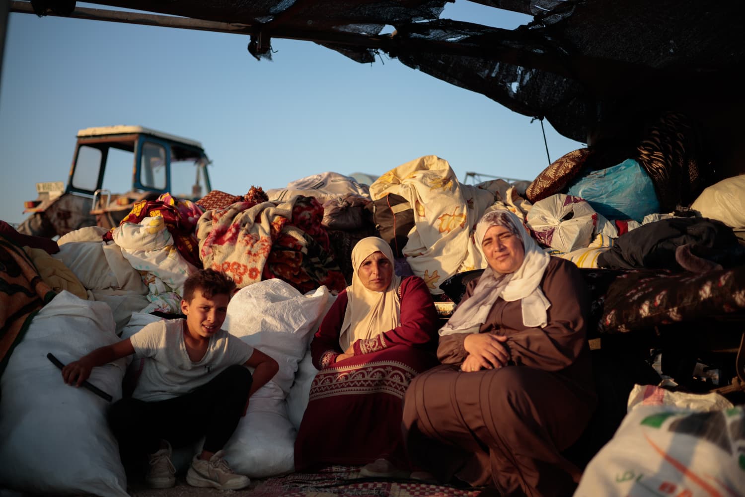 Women in Khirbet a-Taban after the demolition. Photo by Omri Eran-Vardi