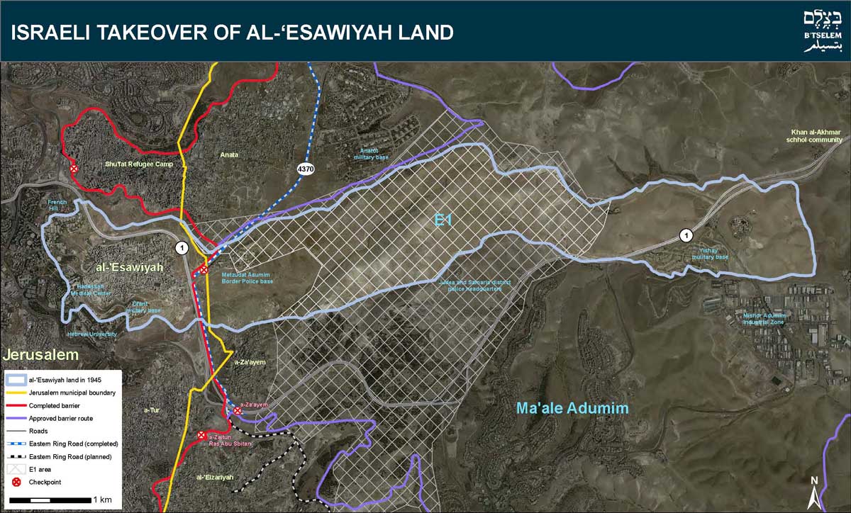 Map of Israeli takeover of al_Esawiyah land