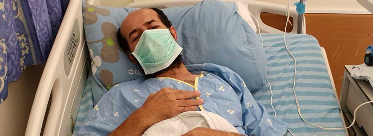 שובת הרעב מאהר אל-אח'רס בבית החולים. צילום: אורן זיו (שיחה מקומית)