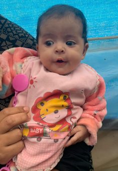 Alma Dabash in the IDP camp in Khan Yunis. Photo: Olfat al-Kurd, B’Tselem, 5 Jan. 2024 