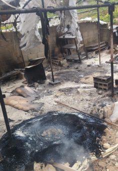 The family’s torched tent. Photo courtesy of the family