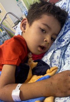 Nabil Kahil in hospital after his diagnosis. Photo courtesy of the family