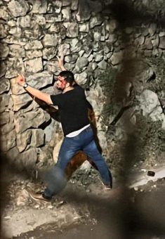 Wisam Dufosh after he was hit in the head by a rubber bullet shot by a soldier and then severely beaten by soldiers. Still photo from video footage courtesy of neighborhood residents   