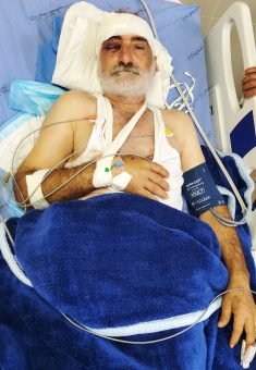 Ma’an Hamed ‘Awad in the hospital. Photo: Salma a-Deb’i, B’Tselem
