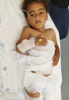Sanaa, 3, Rajaa’s daughter, in the hospital. Photo courtesy of the witness 