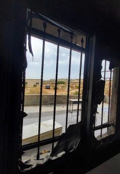 Damage caused to the home of Yafi Barakat. Photo: Salma a-Deb’i, B’Tselem 