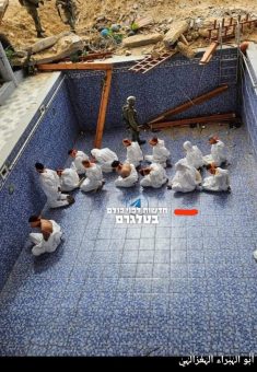Palestinian detainees held in an empty pool in the Gaza Strip. From social media, used under Section 27A