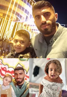 هيثم سالم مع ثلاثة من أولاده الذين قُتلوا جراء غارة إسرائيلية. صورة قدمها الشاهد مشكورًا