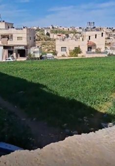 The dirt path Muhammad and Hassan walked along, and the wall Muhammad was climbing when he was shot. Photo: Manal a-Ja’bari, B’Tselem