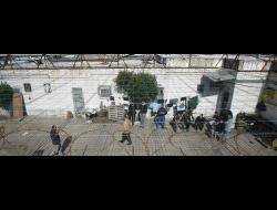 Palestinian prisoners at Megiddo prison. Photo: Nir Elias, Reuters.